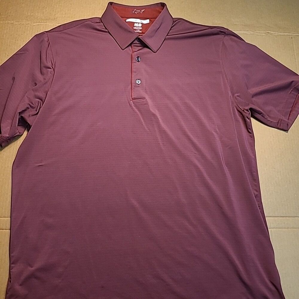 Greg Norman ML75 Playdry Polo Golf Shirt Mens Large Maroon Striped